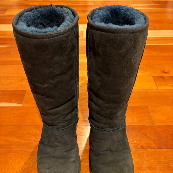 UGG Australia Classic Tall Navy Suede Boots Sheepskin Women's 8 Style 5815 - Picture 3 of 12